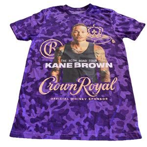 Kane Brown Concert Tee Shirt Sz Small Crown Royal Purple Camo The High Road Tour